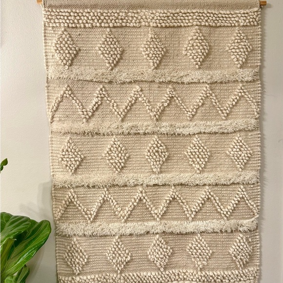 Other - Large Boho Macramé Style Woven Wall Hanging Tapestry – Neutral Cream with Fringe